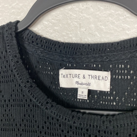 Madewell texture and thread, black crochet, sheer tie front top - Picture 3 of 6